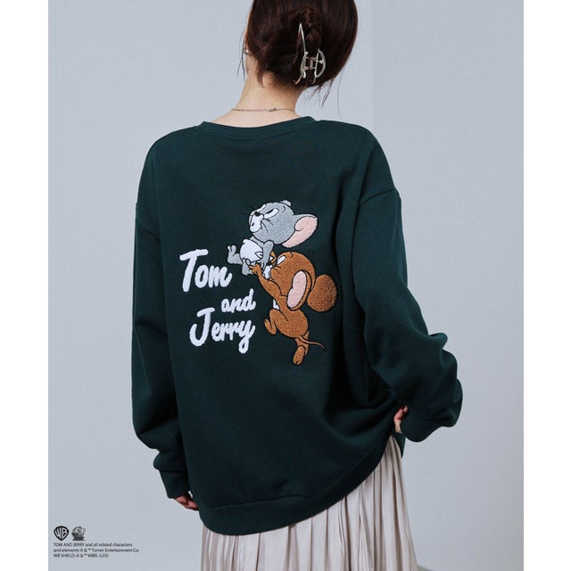 Tom and Jerry サガラ刺繍トレーナー （グリーン）