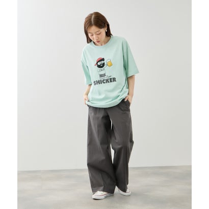 OZZY サガラ刺繍 クルーネック 半袖Tシャツ （ホワイト×アイス）｜詳細画像