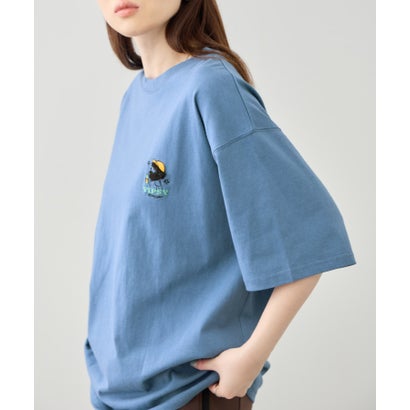 OZZY ワンポイント サガラ刺繍 クルーネック 半袖Tシャツ （ブルーグレー）｜詳細画像