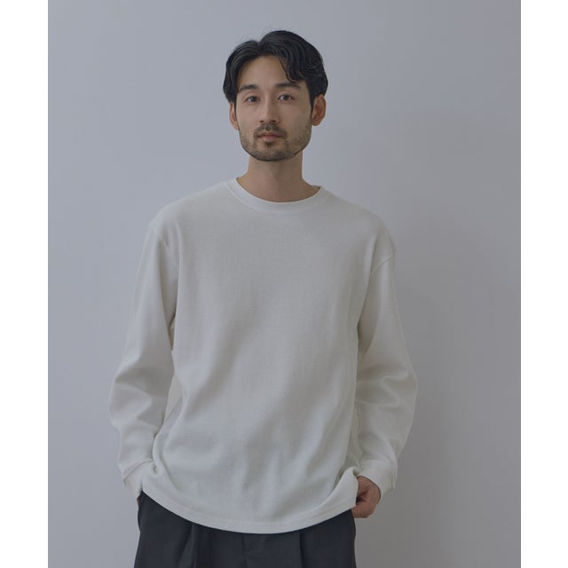 BCIコットン リラックスフィット ワッフル長袖Tシャツ （ホワイト）