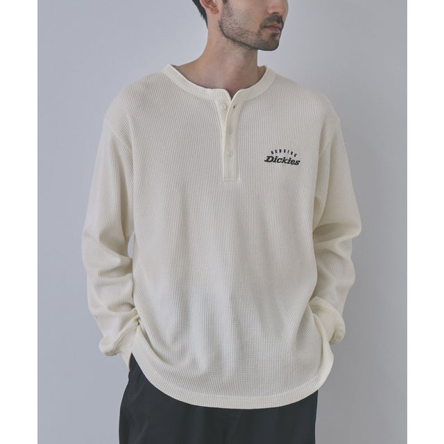 ワッフルヘンリーネック長袖Tシャツ （オフホワイト）