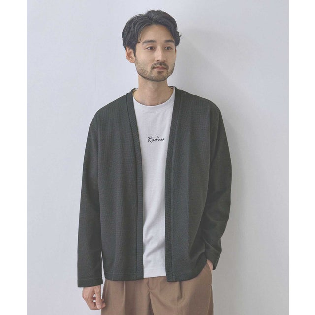 鹿の子着流しカーディガン＆Tシャツ アンサンブル （ブラック）