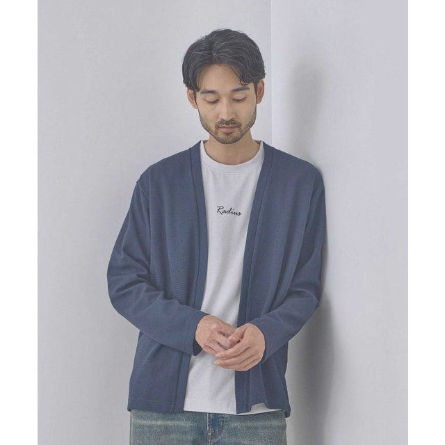 鹿の子着流しカーディガン＆Tシャツ アンサンブル （ネイビー）