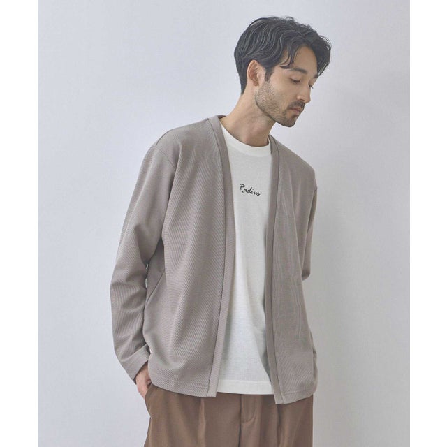鹿の子着流しカーディガン＆Tシャツ アンサンブル （グレージュ）