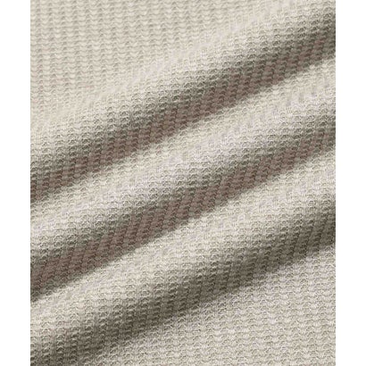 メランジ変形ワッフルキーネック フェイクレイヤード長袖Tシャツ （ベージュ）｜詳細画像