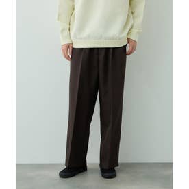 ポリエステルツイル ワイドストレートスラックス （ブラウン）