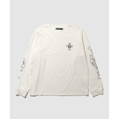 クロスモチーフプリント長袖Tシャツ （ホワイト）｜詳細画像