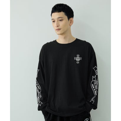 クロスモチーフプリント長袖Tシャツ （ホワイト）｜詳細画像