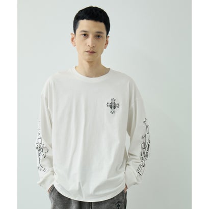 クロスモチーフプリント長袖Tシャツ （ブラック）｜詳細画像