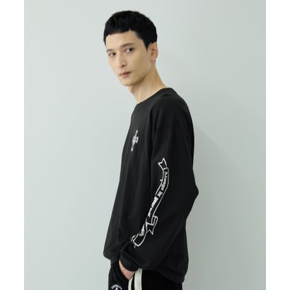 クロスモチーフプリント長袖Tシャツ （ブラック）｜詳細画像