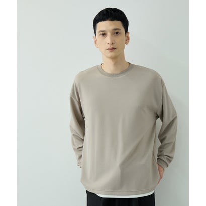 ツイルジョーゼット フェイクレイヤード長袖Tシャツ （ベージュ）｜詳細画像