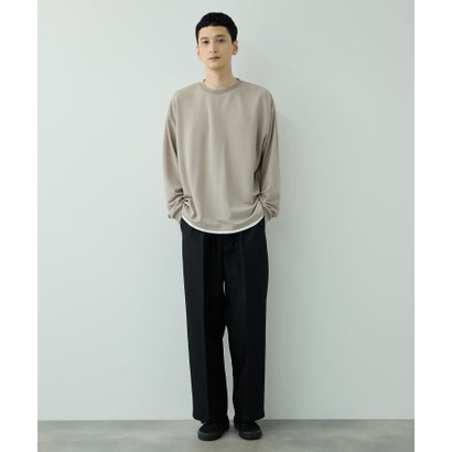 ツイルジョーゼット フェイクレイヤード長袖Tシャツ （ベージュ）｜詳細画像