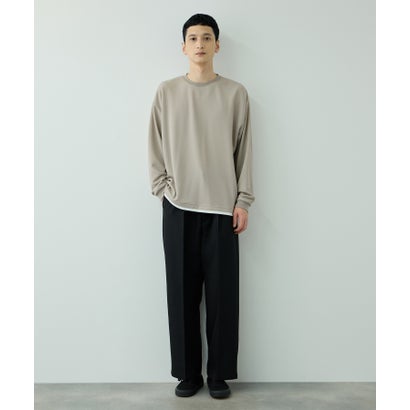 ツイルジョーゼット フェイクレイヤード長袖Tシャツ （ベージュ）｜詳細画像