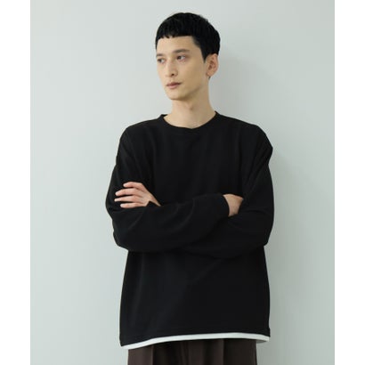 ツイルジョーゼット フェイクレイヤード長袖Tシャツ （ベージュ）｜詳細画像