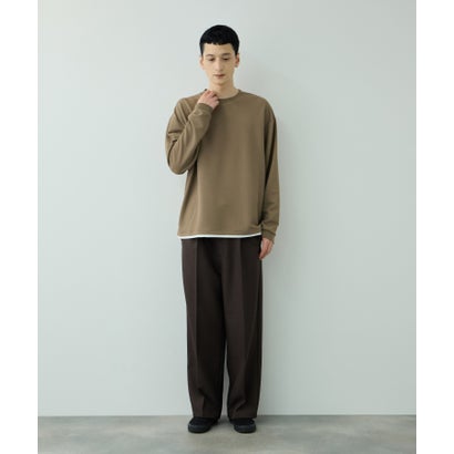 ツイルジョーゼット フェイクレイヤード長袖Tシャツ （ベージュ）｜詳細画像