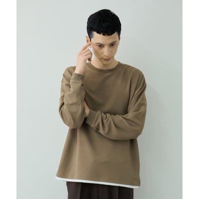 ツイルジョーゼット フェイクレイヤード長袖Tシャツ （ブルー）｜詳細画像