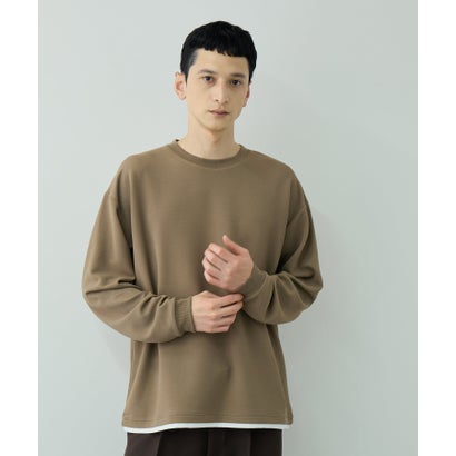 ツイルジョーゼット フェイクレイヤード長袖Tシャツ （ブルー）｜詳細画像