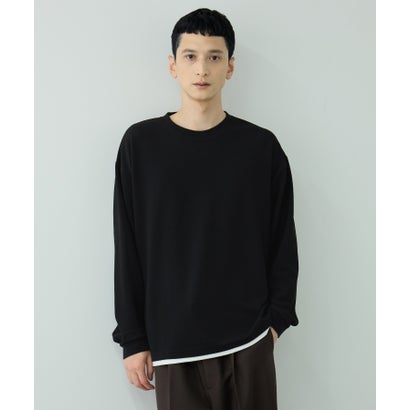 ツイルジョーゼット フェイクレイヤード長袖Tシャツ （ブルー）｜詳細画像