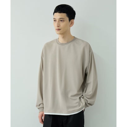 ツイルジョーゼット フェイクレイヤード長袖Tシャツ （ライトグレー）｜詳細画像
