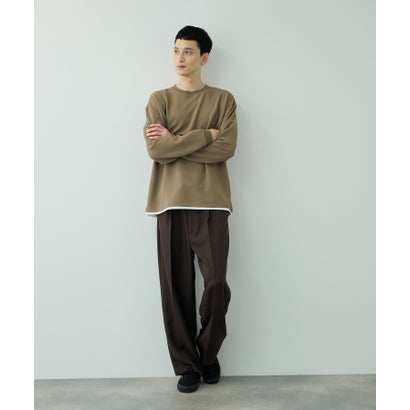 ツイルジョーゼット フェイクレイヤード長袖Tシャツ （ライトグレー）｜詳細画像