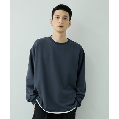 ツイルジョーゼット フェイクレイヤード長袖Tシャツ （ライトグレー）｜詳細画像