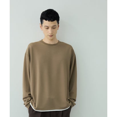 ツイルジョーゼット フェイクレイヤード長袖Tシャツ （ライトグレー）｜詳細画像