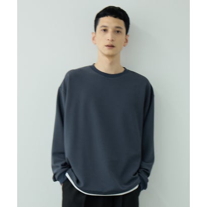 ツイルジョーゼット フェイクレイヤード長袖Tシャツ （ライトグレー）｜詳細画像