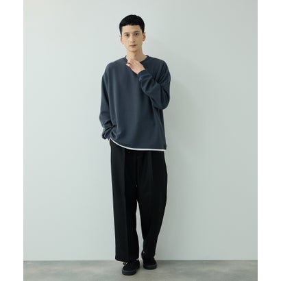 ツイルジョーゼット フェイクレイヤード長袖Tシャツ （ブラック）｜詳細画像