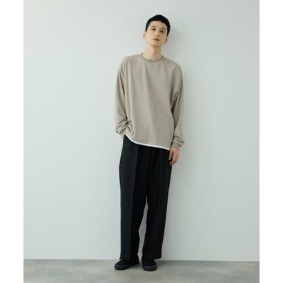 ツイルジョーゼット フェイクレイヤード長袖Tシャツ （ブラック）｜詳細画像