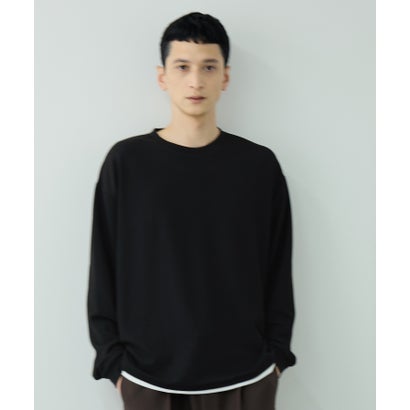 ツイルジョーゼット フェイクレイヤード長袖Tシャツ （ブラック）｜詳細画像