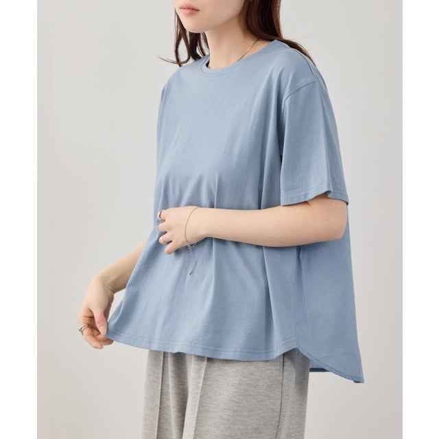 インドファブリック バック切替Tシャツ （サックス）