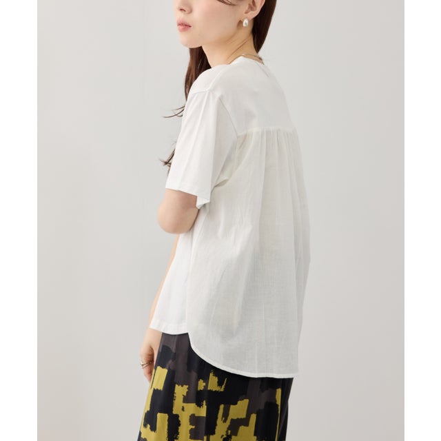 インドファブリック バック切替Tシャツ （ホワイト）