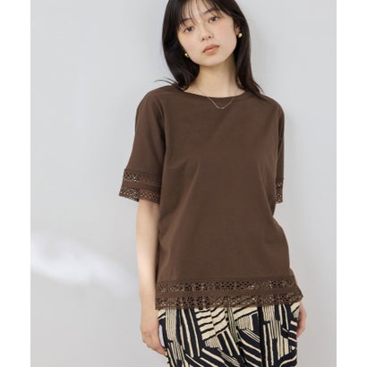 マックハウス Mac-House SARARI 冷感 UVカット 袖レースTシャツ （ブラウン）｜詳細画像