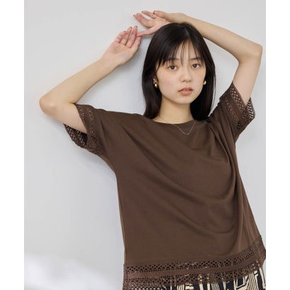 マックハウス Mac-House SARARI 冷感 UVカット 袖レースTシャツ （ブラウン）｜詳細画像