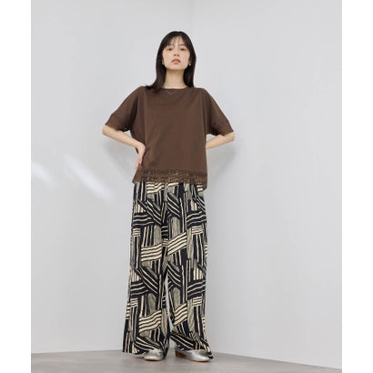 マックハウス Mac-House SARARI 冷感 UVカット 袖レースTシャツ （ブラウン）｜詳細画像