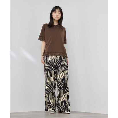 マックハウス Mac-House SARARI 冷感 UVカット 袖レースTシャツ （ブラウン）｜詳細画像