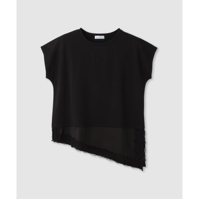 SARARI 接触冷感 UVカット 裾アシンメトリーレースTシャツ （ブラック）｜詳細画像