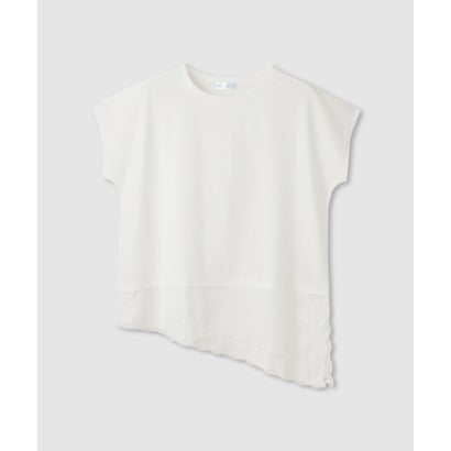 SARARI 接触冷感 UVカット 裾アシンメトリーレースTシャツ （ブラウン）｜詳細画像