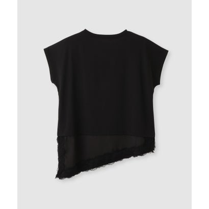 SARARI 接触冷感 UVカット 裾アシンメトリーレースTシャツ （ブラウン）｜詳細画像