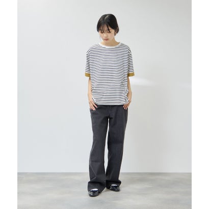 SARARI 接触冷感 UVカット 袖配色クルーネックTシャツ （マスタード）｜詳細画像