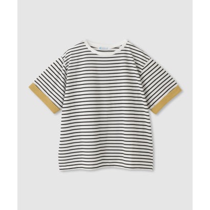 SARARI 接触冷感 UVカット 袖配色クルーネックTシャツ （マスタード）｜詳細画像