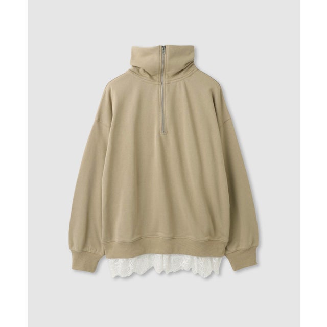 裾レースドッキングプルオーバー （ベージュ）