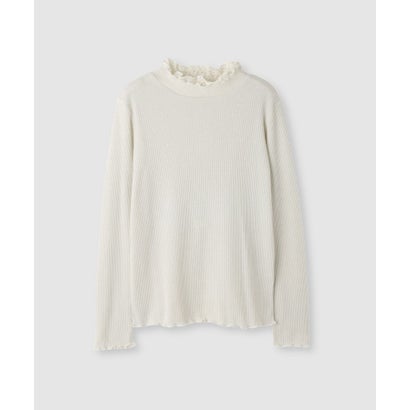 襟レース ラメテレコプルオーバー （ブラック）｜詳細画像