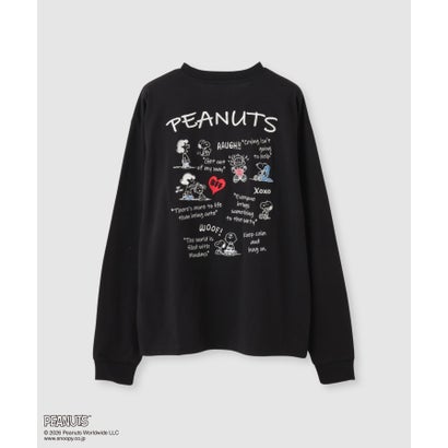 PEANUTS SNOOPY キャラクター刺しゅうバックプリント長袖Tシャツ （ブラック）｜詳細画像