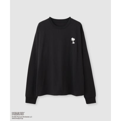 PEANUTS SNOOPY キャラクター刺しゅうバックプリント長袖Tシャツ （ブラック）｜詳細画像