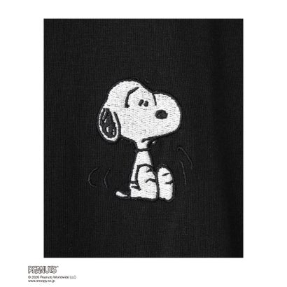 PEANUTS SNOOPY キャラクター刺しゅうバックプリント長袖Tシャツ （ブラック）｜詳細画像