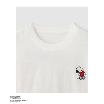 PEANUTS SNOOPY キャラクター刺しゅうバックプリント長袖Tシャツ （オフホワイト）｜詳細画像