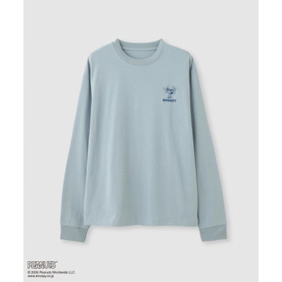 PEANUTS SNOOPY キャラクター刺しゅうバックプリント長袖Tシャツ （サックス）｜詳細画像