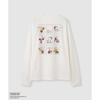 PEANUTS SNOOPY キャラクター刺しゅうバックプリント長袖Tシャツ （オフホワイト）｜詳細画像