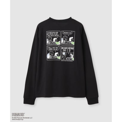 PEANUTS SNOOPY キャラクター刺しゅうバックプリント長袖Tシャツ （ブラック）｜詳細画像